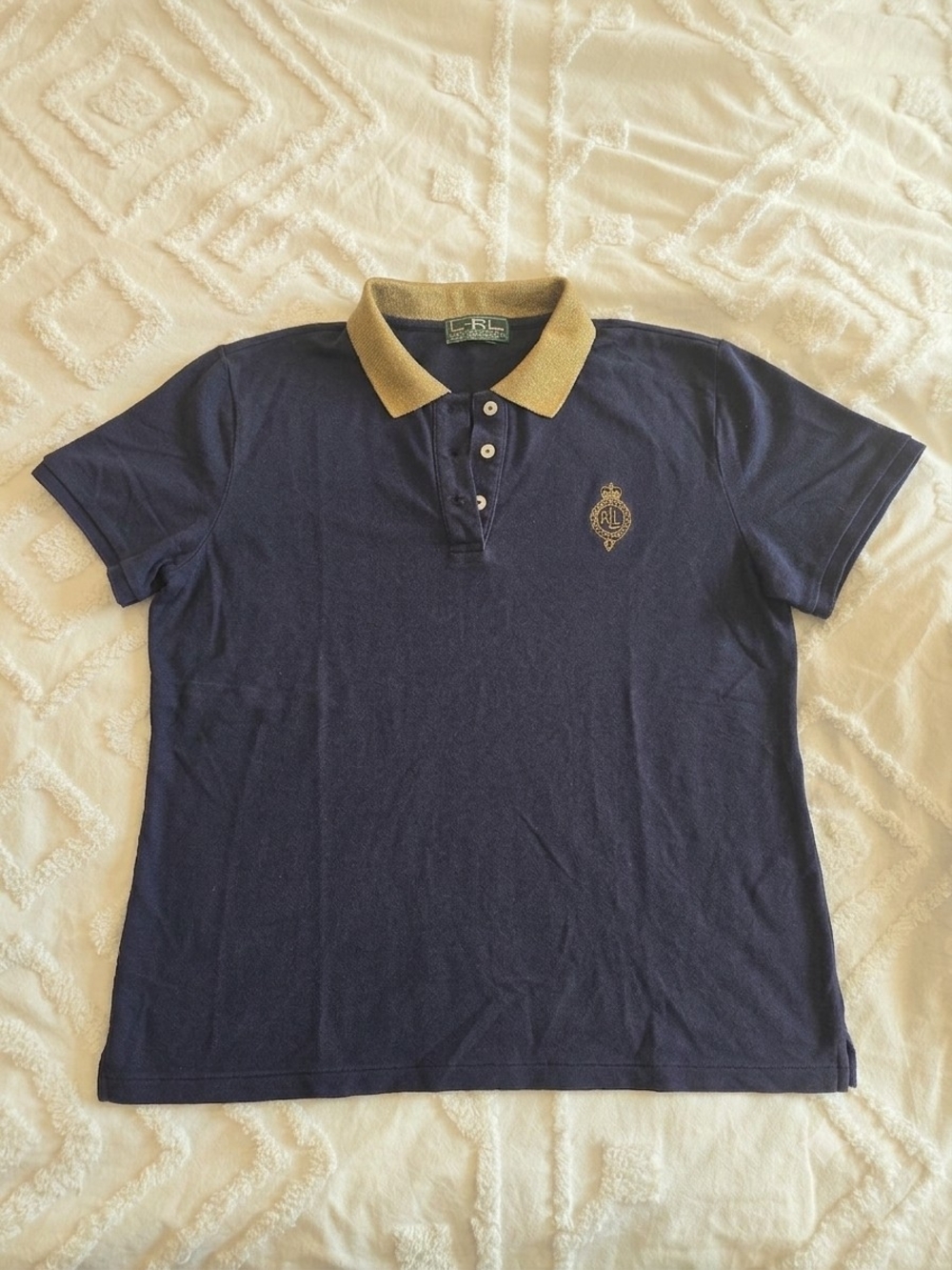 Lauren Ralph Lauren L-RL Navy Gold Crest Polo Shirt